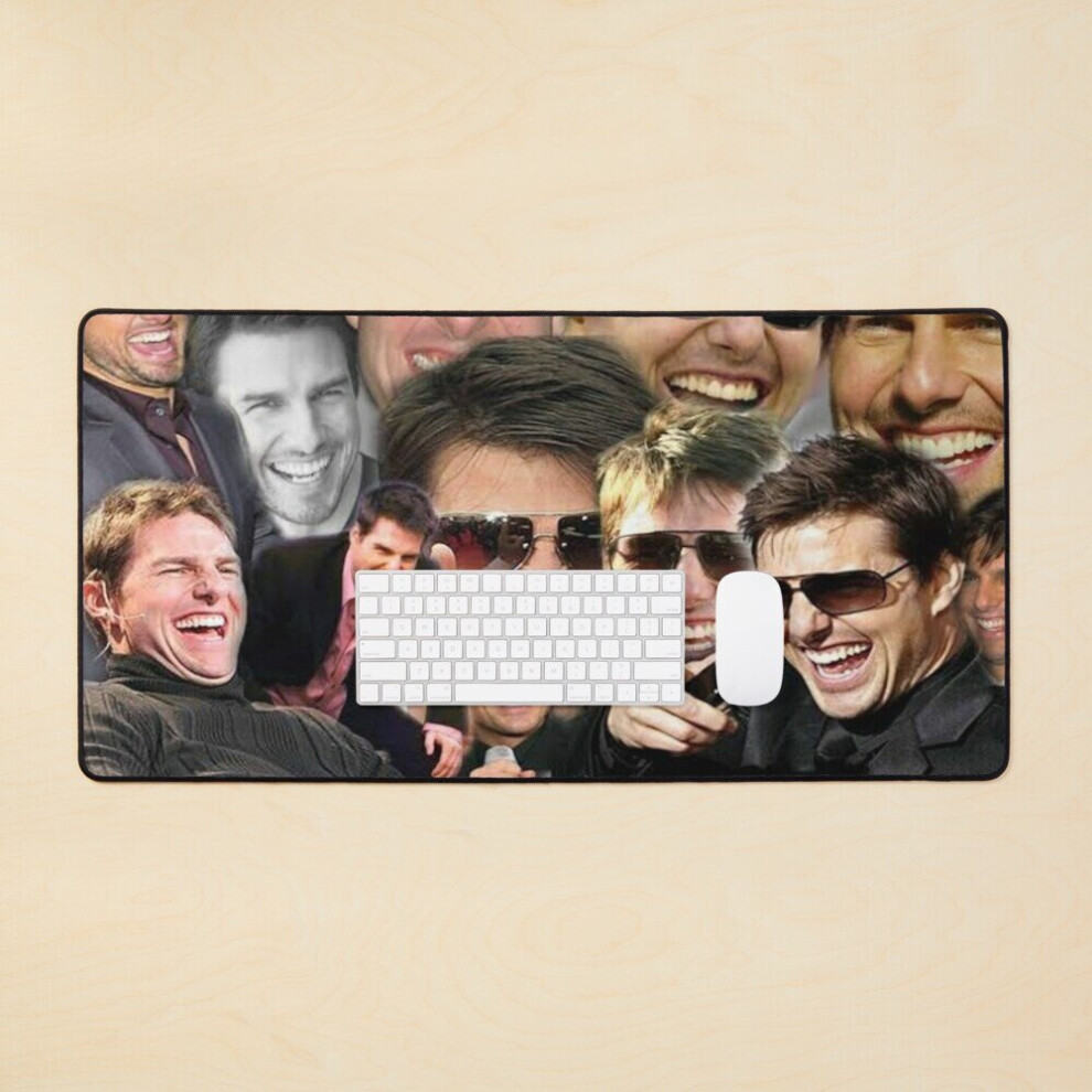 Desk Mat Tom Cruise Laughing Meme Photo Collage Large Gaming Mouse Pad 35X16 Inch 7802738367706