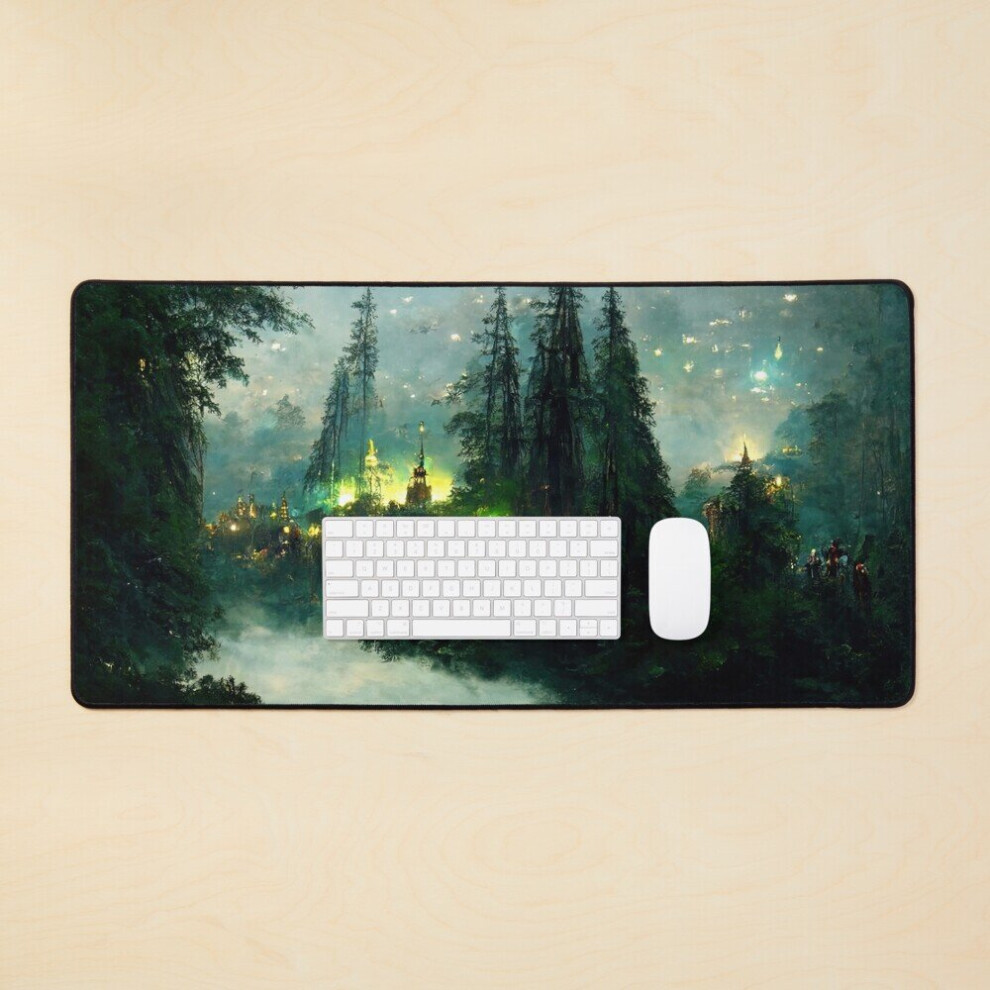 Desk Mat Walking Into The Forest Of Elves Large Gaming Mouse Pad 35X16 Inch 7802738346817