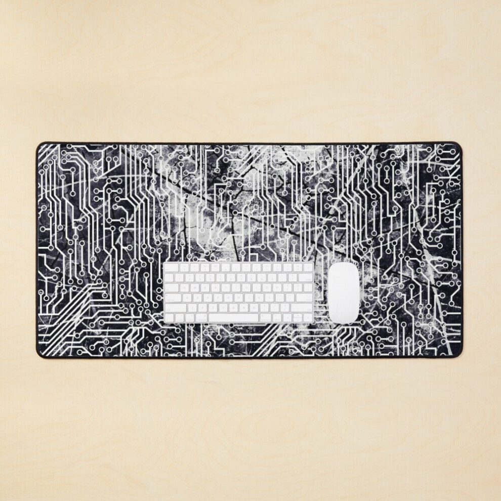 Desk Mat Cyber Grunge Circuit Board Pattern Large Gaming Mouse Pad 35X16 Inch Dark 7802738380590
