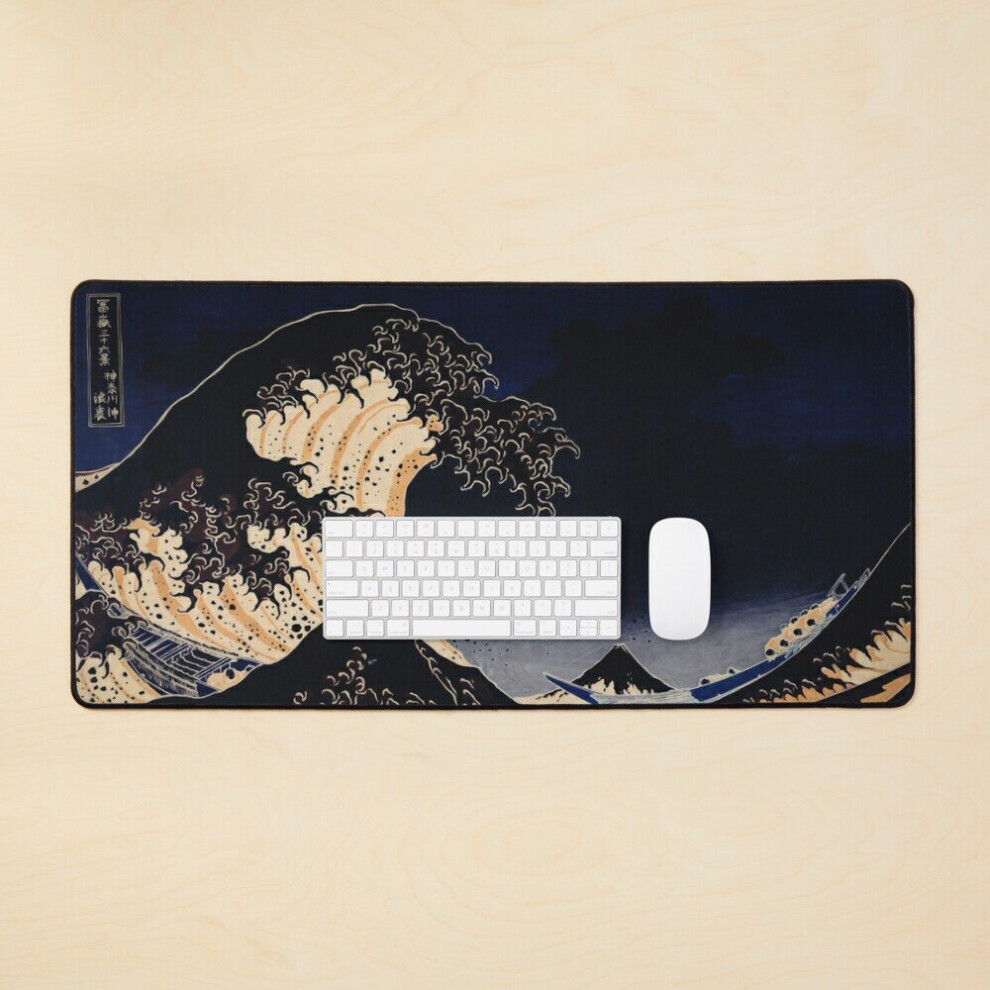 Desk Mat The Great Wave Off Kanagawa Ocean Waves Large Gaming Mouse Pad 35X16 Inch Dark 7802738313802