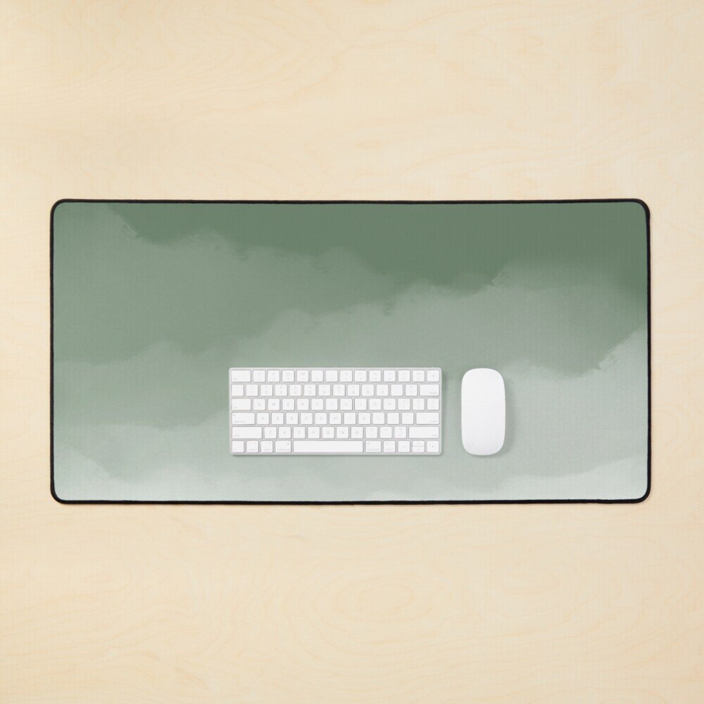 Desk Mat Sage Watercolor Ombre (Sage ) Large Gaming Mouse Pad 35X16 Inch Green/White 7802738364965