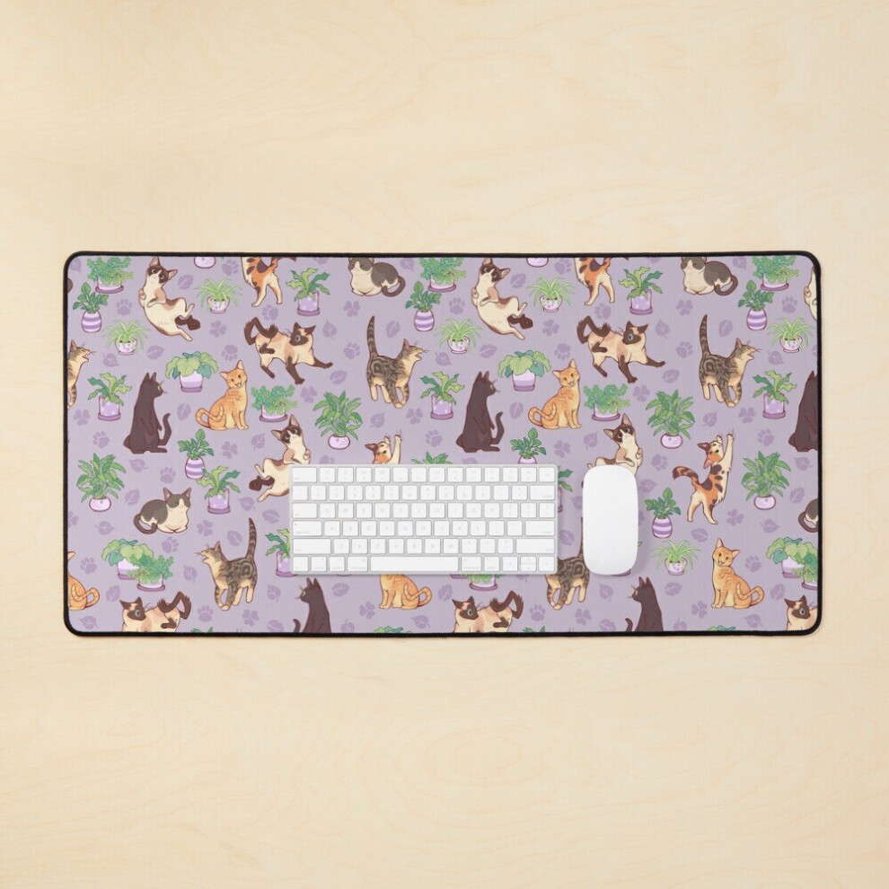 Desk Mat Cozy Michis In Large Gaming Mouse Pad 35X16 Inch Lavender 7802738322545