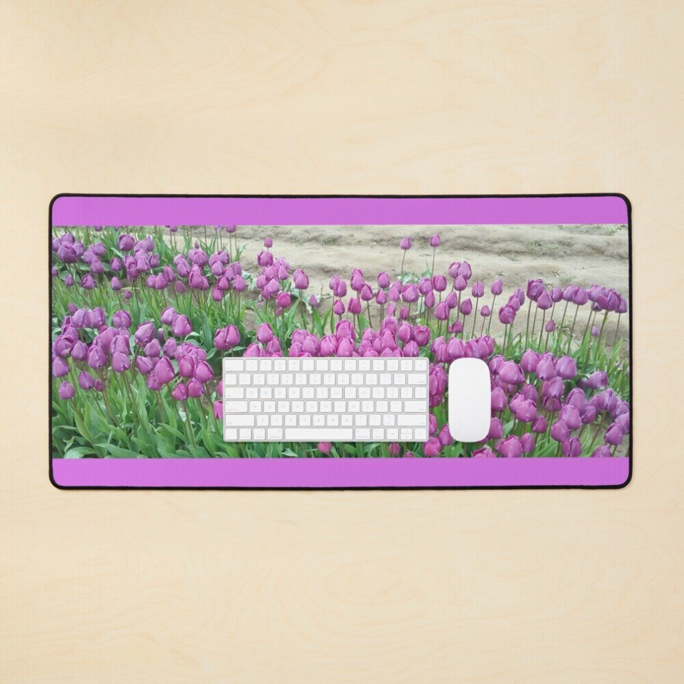 Desk Mat Tulips Large Gaming Mouse Pad 35X16 Inch Purple 7802738368239