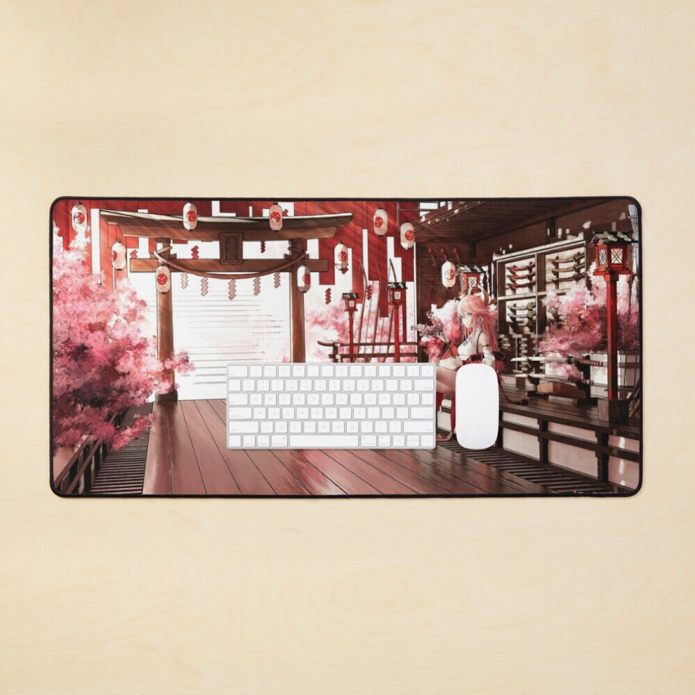 Desk Mat Yae In The Grand Narukami Shrine - Genshin Impact Large Gaming Mouse Pad 35X16 Inch 7802738350821