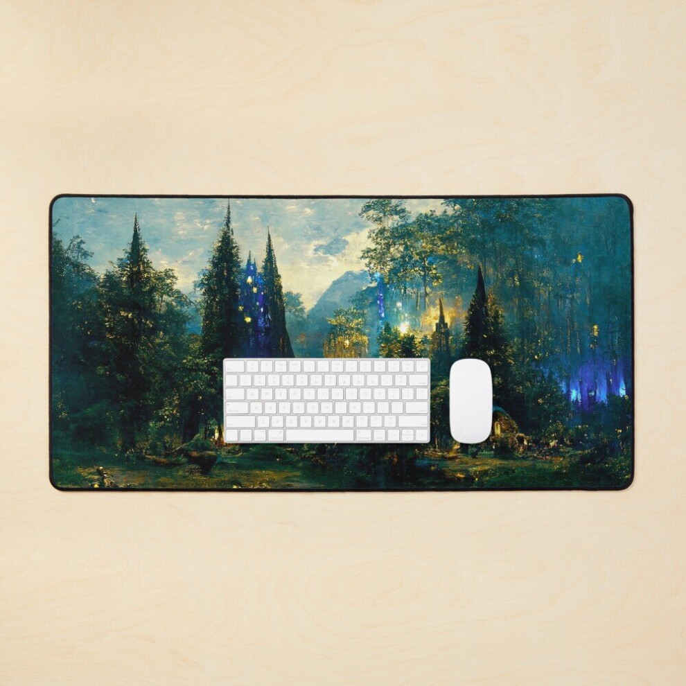 Desk Mat Walking Into The Forest Of Elves Large Gaming Mouse Pad 35X16 Inch 7802738330021