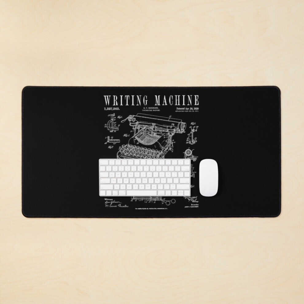 Desk Mat Typewriter Writing Machine Vintage Writer Patent Large Gaming Mouse Pad 35X16 Inch 7802738402834