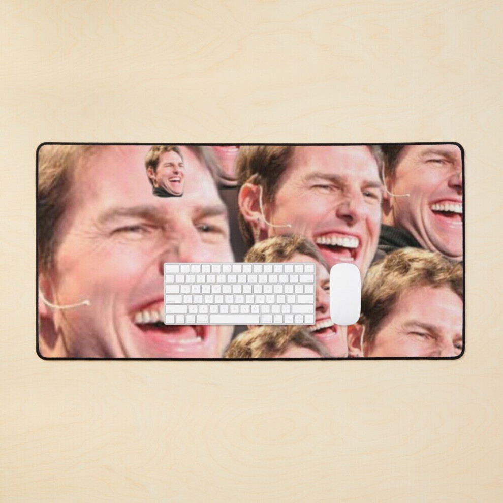 Desk Mat Tom Cruise Laughing Meme Photo Collage Large Gaming Mouse Pad 35X16 Inch 7802738355208