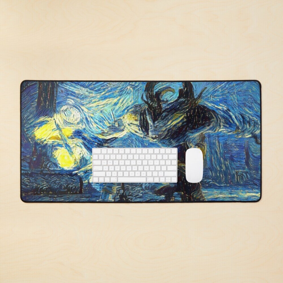 Desk Mat Dragon Age Origins The Warden Vs Ogre Starry Night Large Gaming Mouse Pad 35X16 Inch 7802738368741