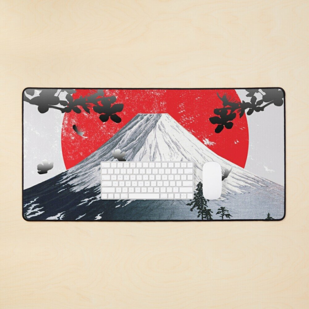 Desk Mat Cherry Blossoms Mount Fuji Japan Large Gaming Mouse Pad 35X16 Inch 7802738313369