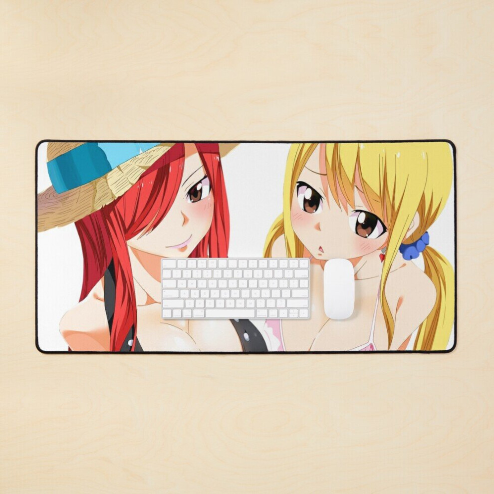 Desk Mat Sexy Lucy Heartfilia And Erza Scarlet Fairy Tail Large Gaming Mouse Pad 35X16 Inch 7802738356755