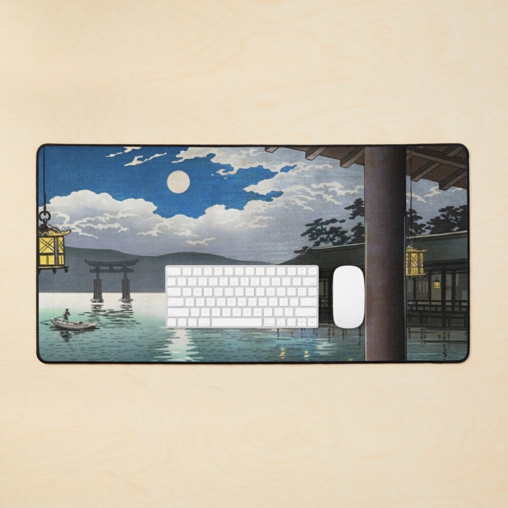 Desk Mat Summer Moon At Miyajima By Tsuchiya Koitsu Large Gaming Mouse Pad 35X16 Inch 7802738329964