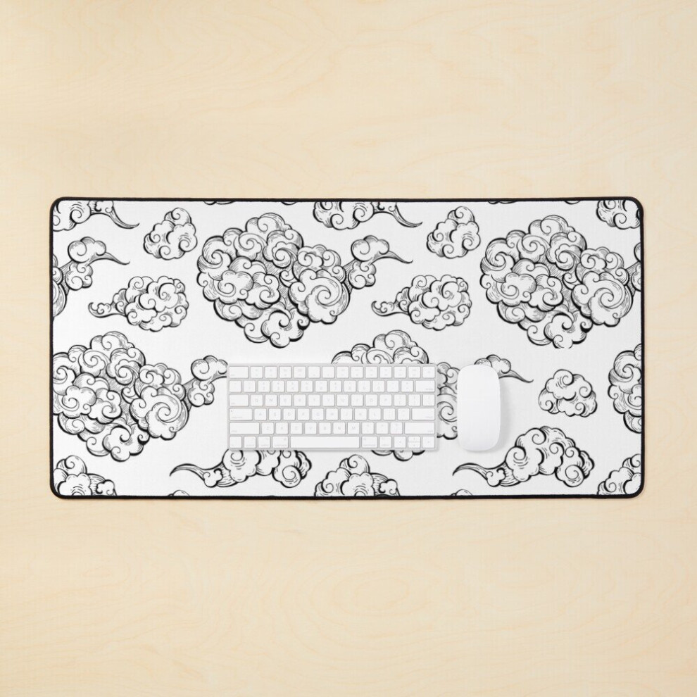 Desk Mat Japanese Wind Clouds Pattern Large Gaming Mouse Pad 35X16 Inch 7802738361865