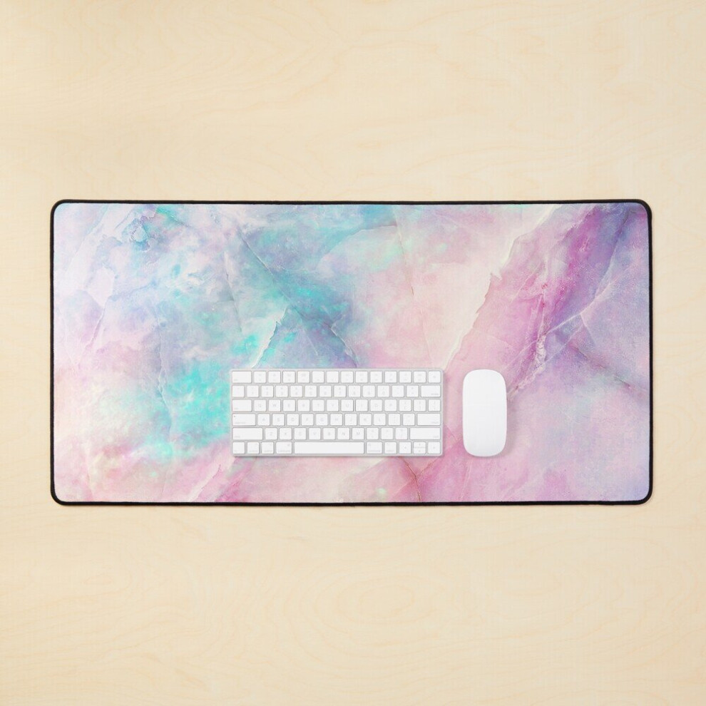 Bearlad Desk Mat Iridescent Marble Large Gaming Mouse Pad 35X16 Inch