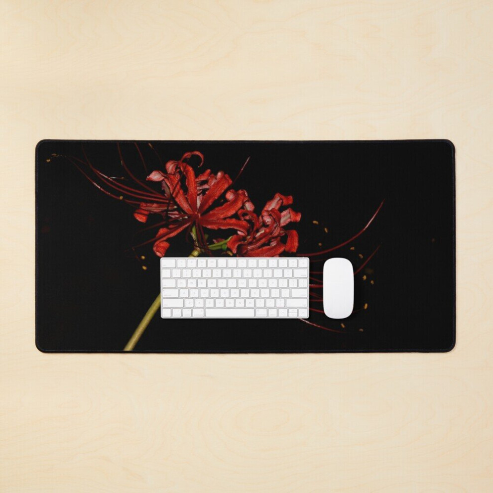 Desk Mat Spider Lily Large Gaming Mouse Pad 35X16 Inch Red 7802738397246