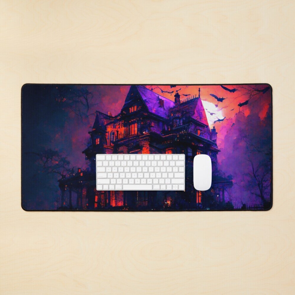 Desk Mat Haunted Mansion I.a Large Gaming Mouse Pad 35X16 Inch 7802738395365