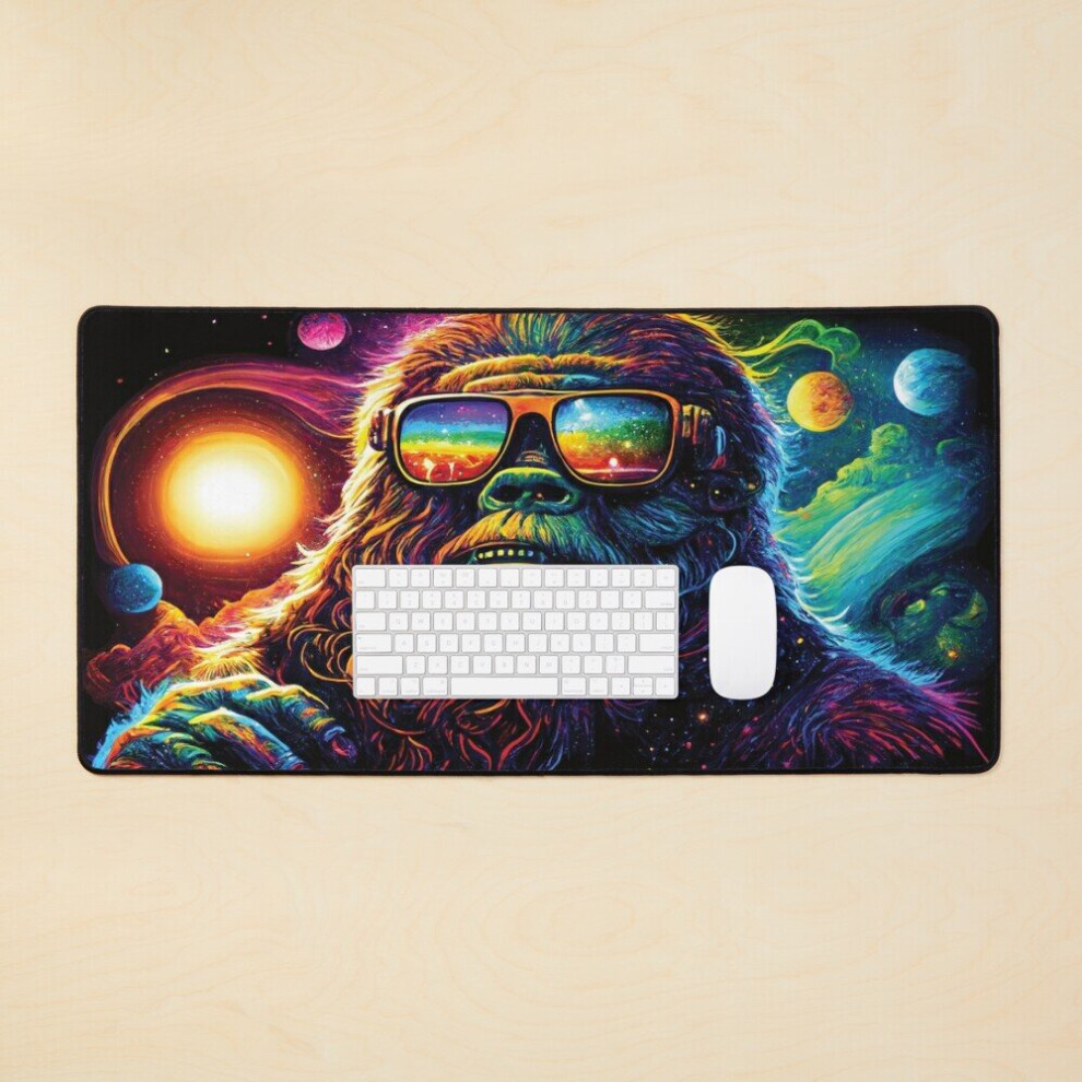 Desk Mat Space Bigfoot: A Wild Ride Through The Galaxies Large Gaming Mouse Pad 35X16 Inch 7802738352863