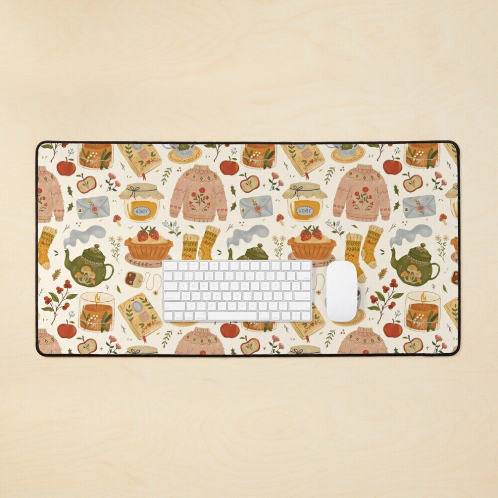 Desk Mat Cozy Cottage Pattern Large Gaming Mouse Pad 35X16 Inch 7802738403237