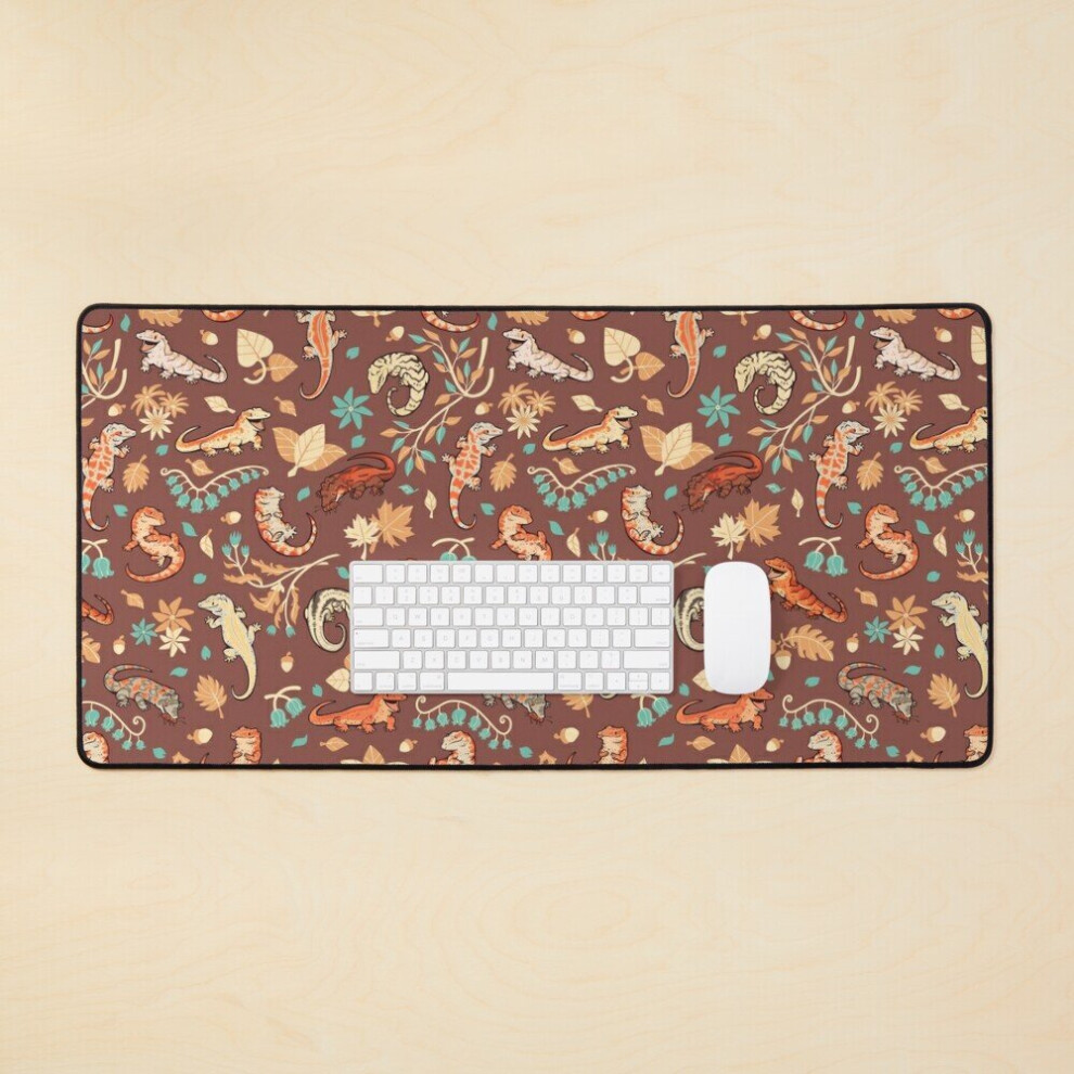 Desk Mat Autumn Geckos In Large Gaming Mouse Pad 35X16 Inch Light/Brown 7802738369168