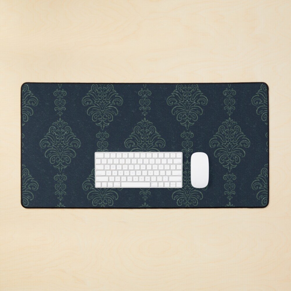 Desk Mat Hannibal Bedroom Decor - Damask Large Gaming Mouse Pad 35X16 Inch Blue 7802738377514