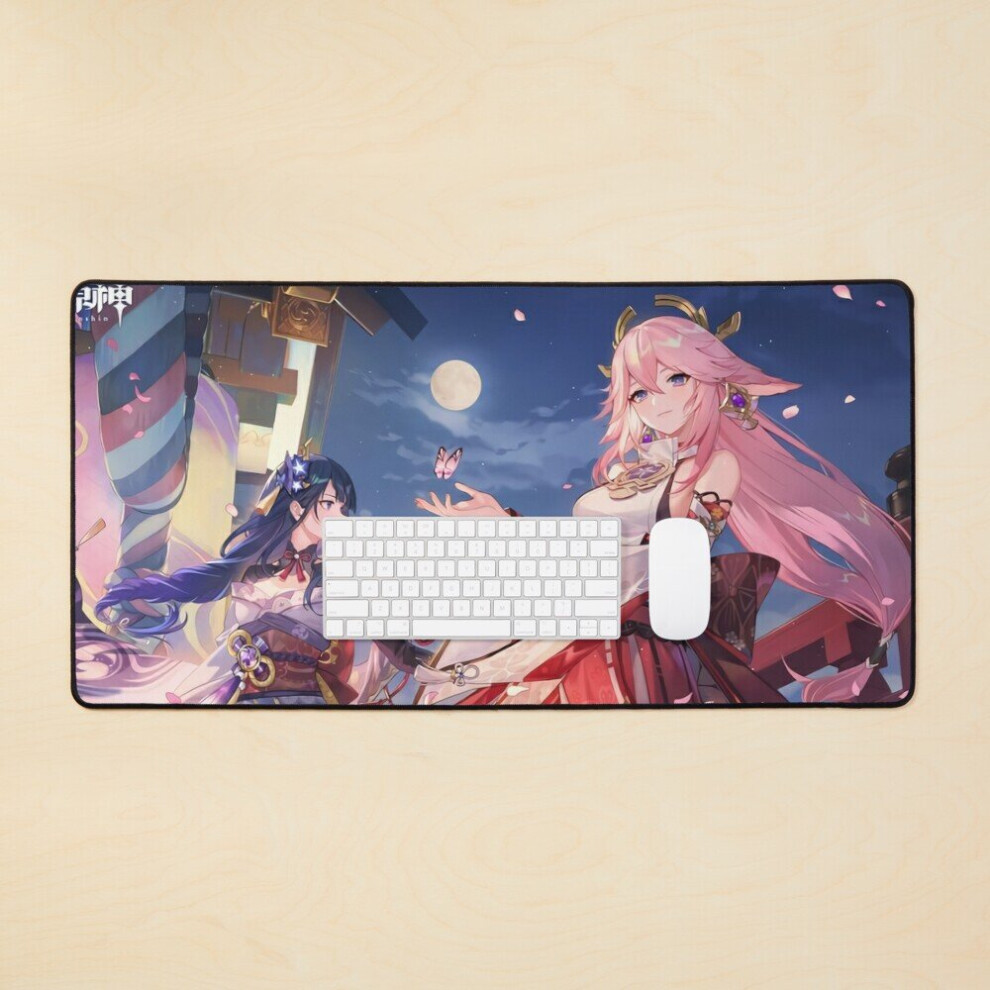 Desk Mat Raiden Shogun Yae Miko Large Gaming Mouse Pad 35X16 Inch 7802738362633