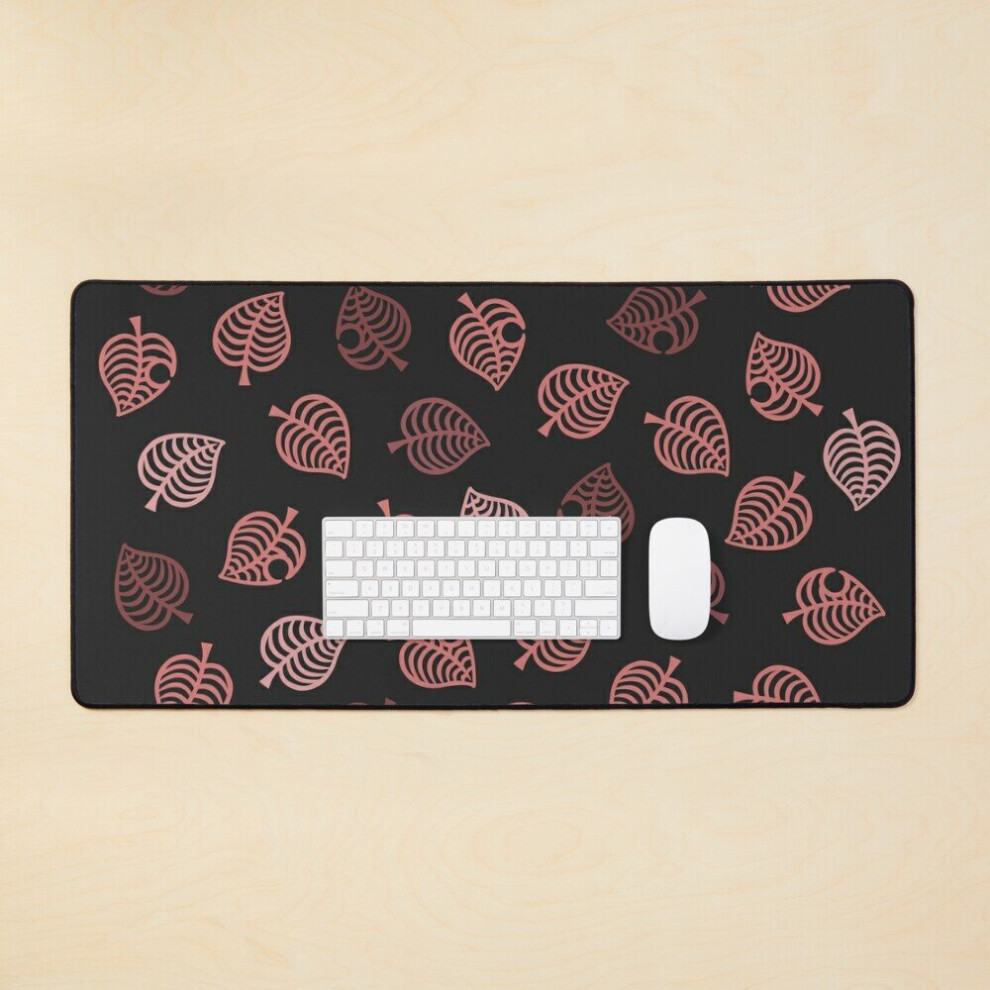 Desk Mat Nook Leaf Aloha Logo - / Warm Taupe Colors Large Gaming Mouse Pad 35X16 Inch Pink 7802738315097