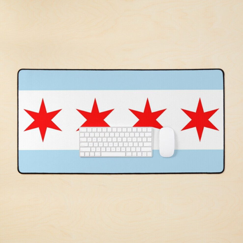 Desk Mat Chicago City Flag Of Illinois And More! Large Gaming Mouse Pad 35X16 Inch 7802738363036