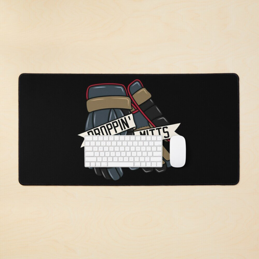 Desk Mat Droppin Mitts - Las Vegas Ice Hockey Large Gaming Mouse Pad 35X16 Inch 7802738344776