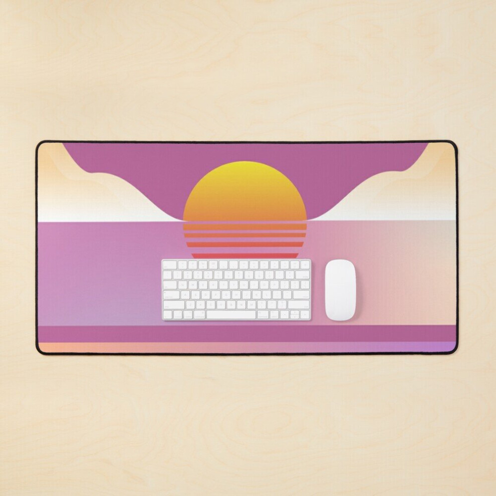 Desk Mat Cute Vaporwave Sunset Large Gaming Mouse Pad 35X16 Inch Pink 7802738368130