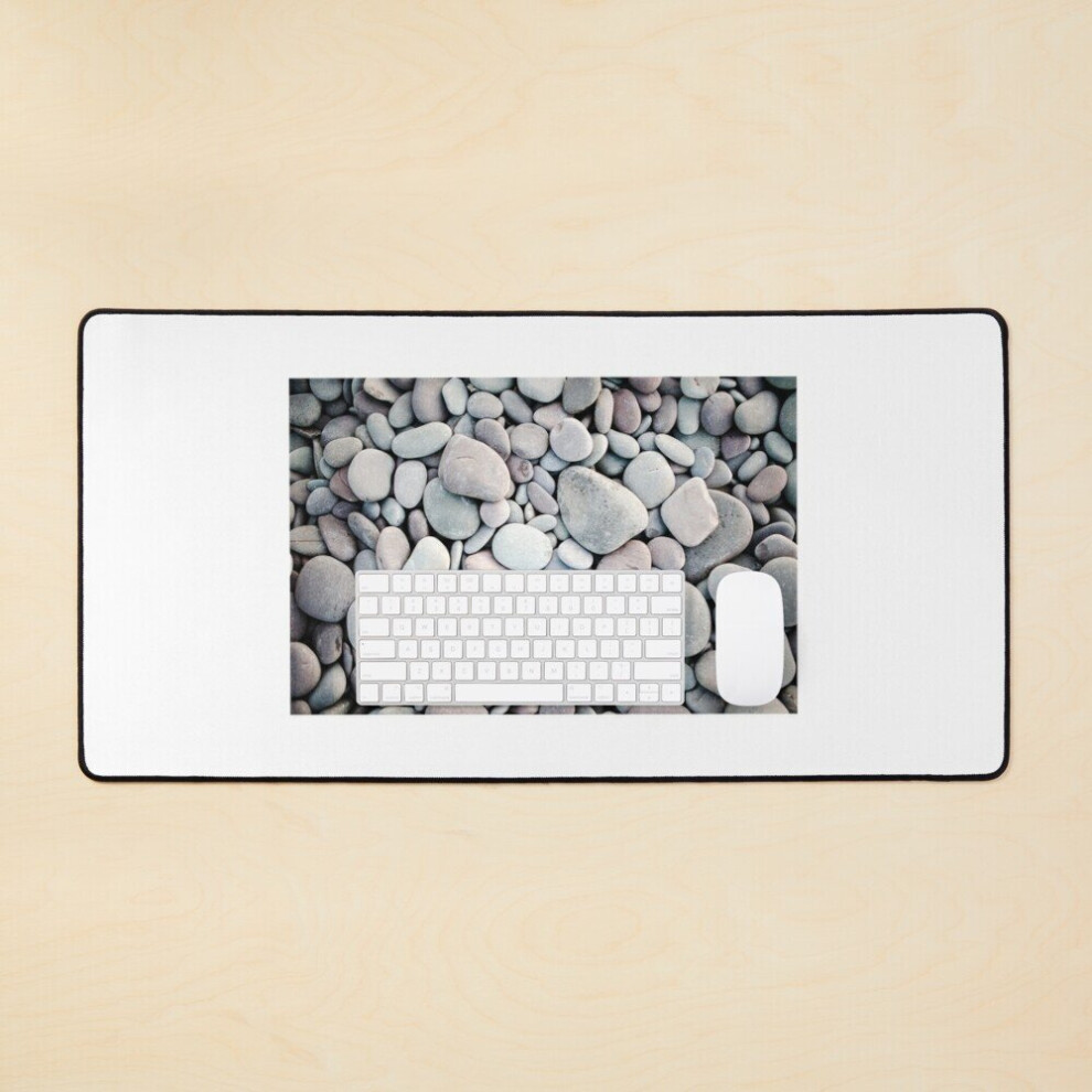Desk Mat Zen Beach Stones Large Gaming Mouse Pad 35X16 Inch Gray 7802738349450