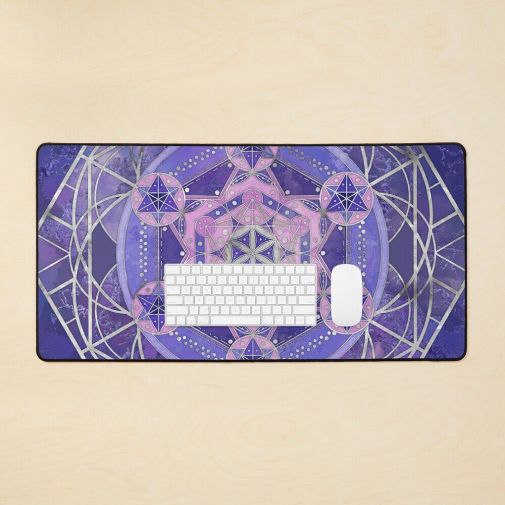 Desk Mat Metatron's Cube Sacred Geometry Very Peri Large Gaming Mouse Pad 35X16 Inch 7802738353327