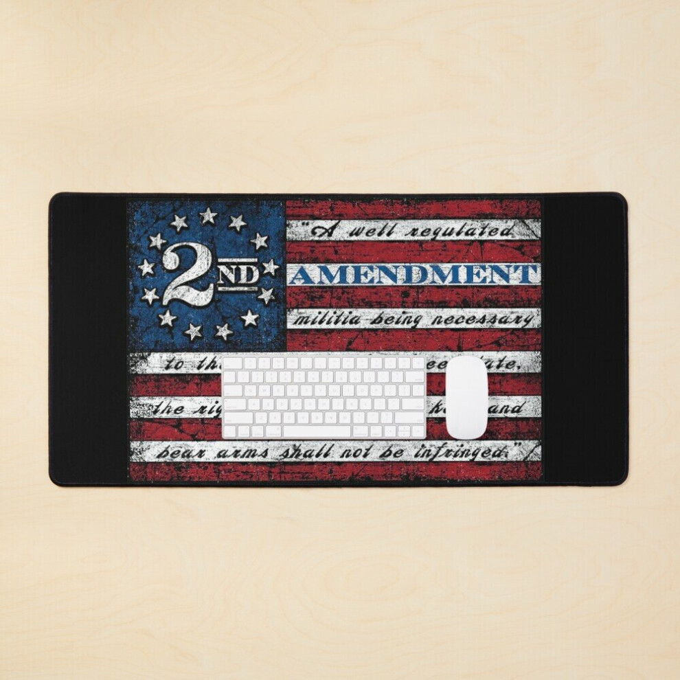 Desk Mat 2Nd Second Amendment Flag, 1791 Vintage American Flag Large Gaming Mouse Pad 35X16 Inch 7802738349436