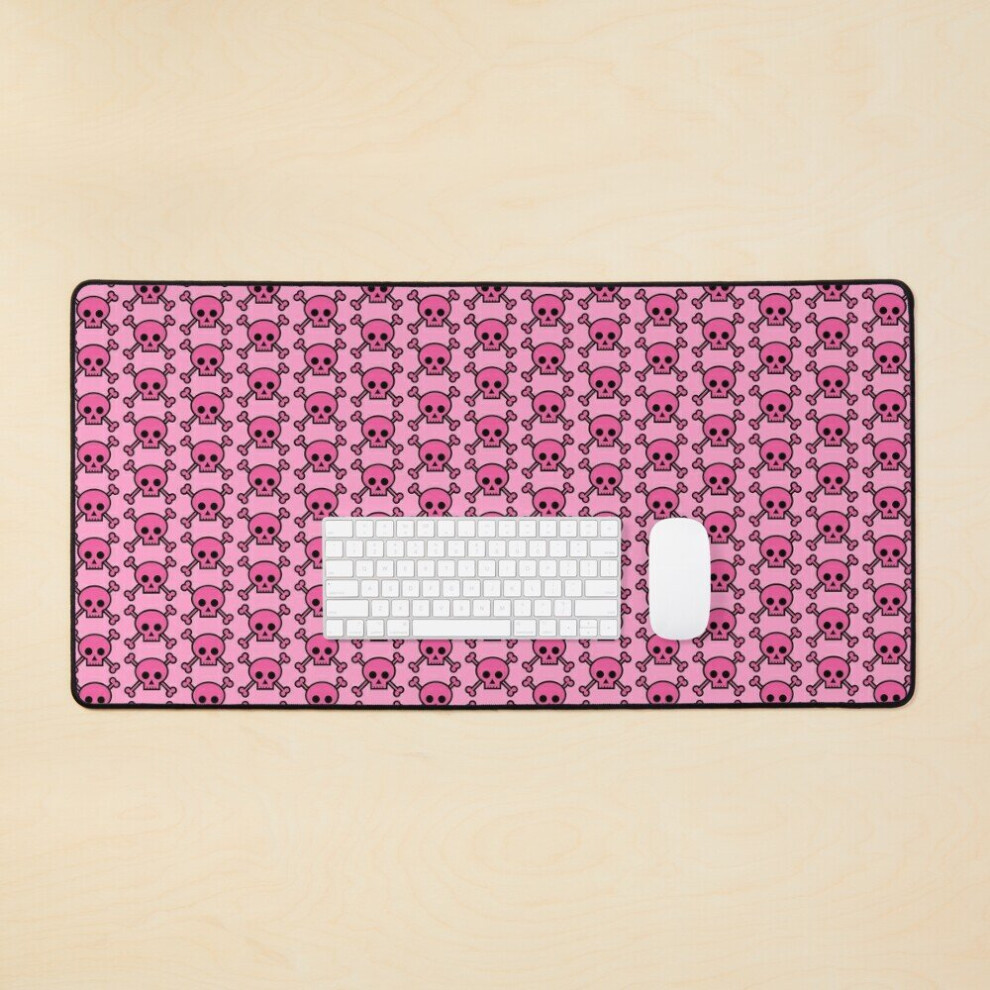 Desk Mat Skull And Crossbones Pattern Emo Girl Large Gaming Mouse Pad 35X16 Inch Pink 7802738398922