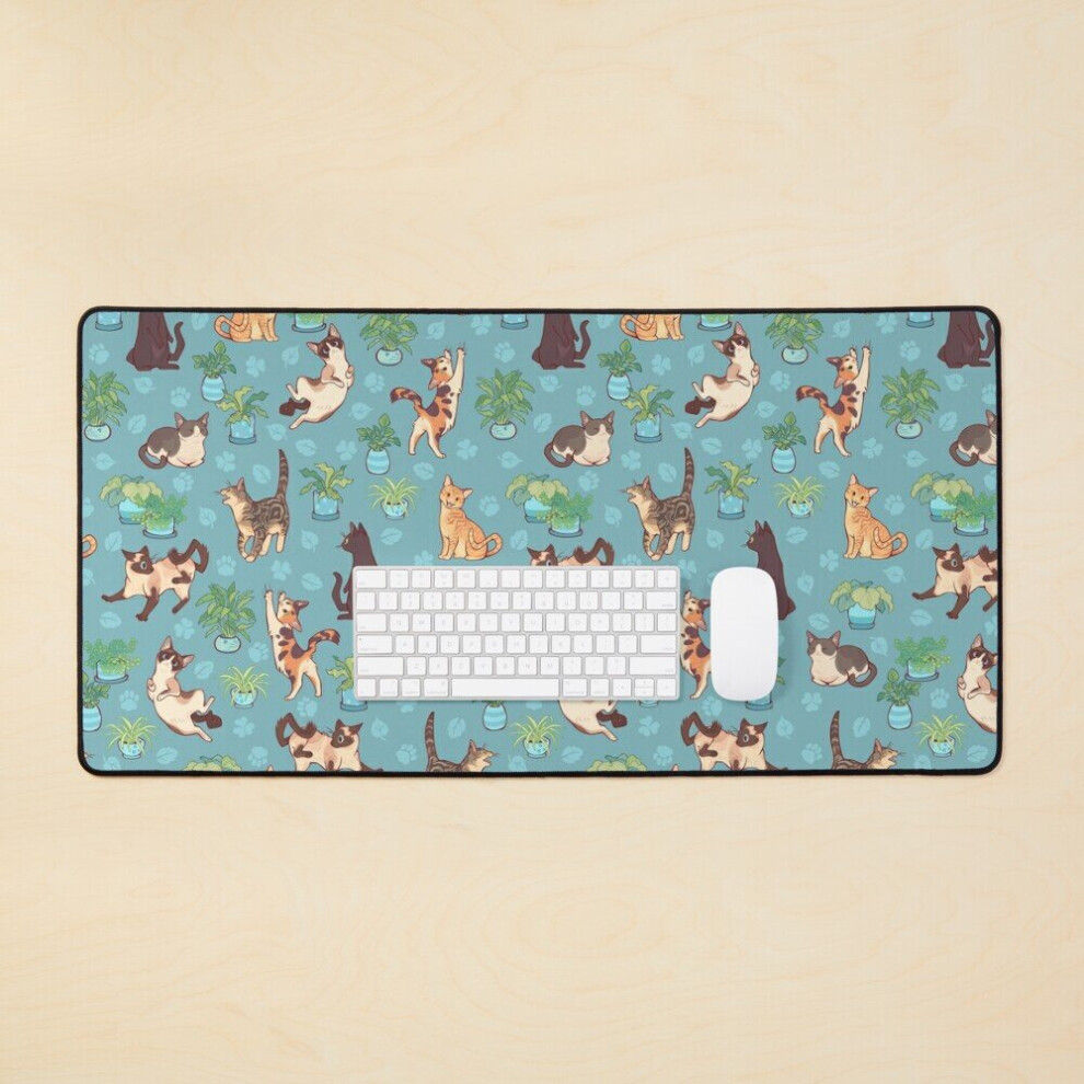 Desk Mat Cozy Michis In Large Gaming Mouse Pad 35X16 Inch Blue 7802738313789