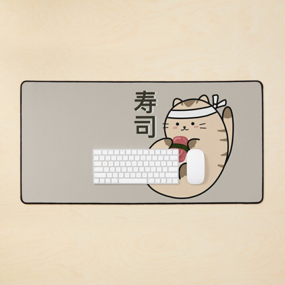 Desk Mat Japanese Wave Cat Sushi Large Gaming Mouse Pad 35X16 Inch 7802738325157