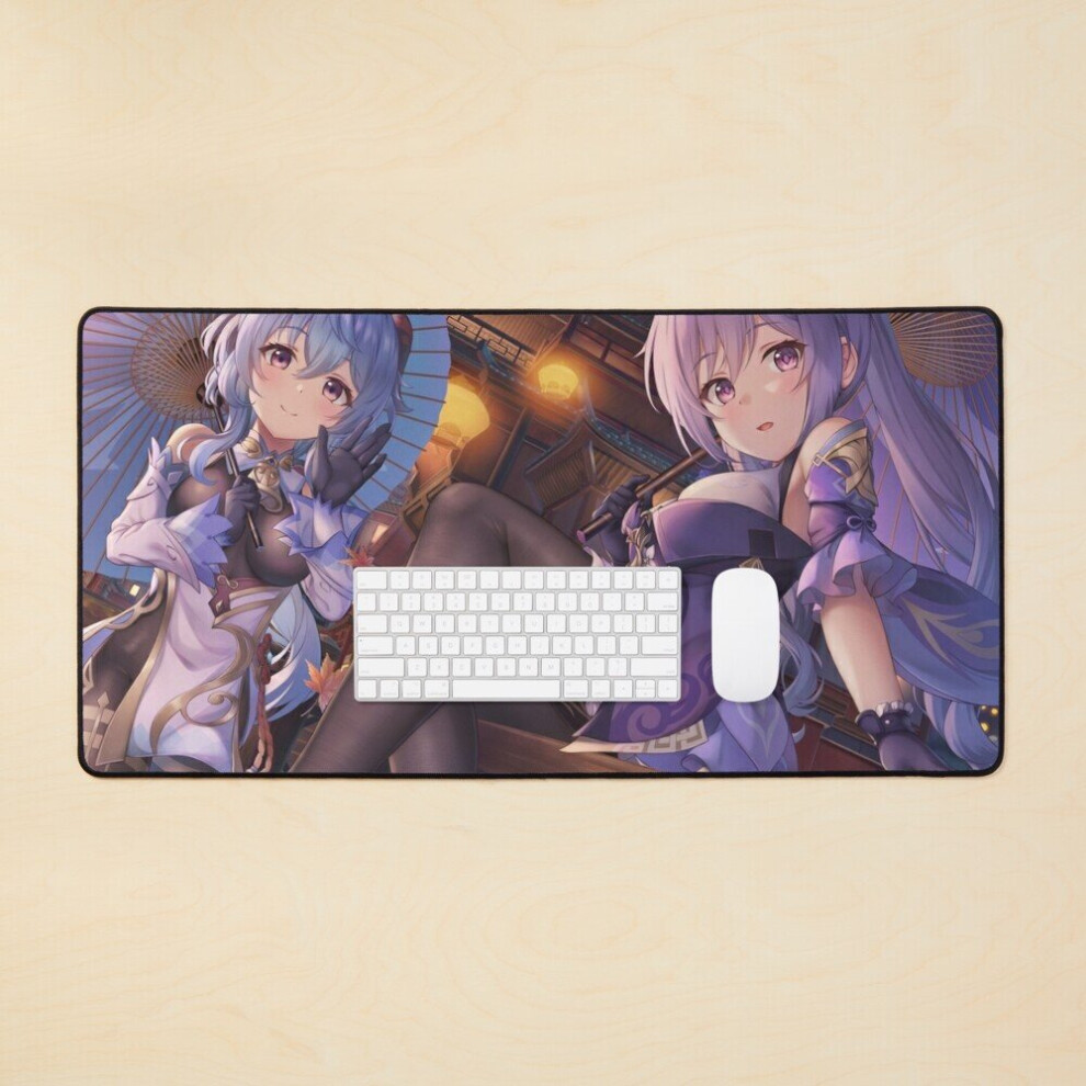 Desk Mat Ganyu And Keqing Genshin Impact Large Gaming Mouse Pad 35X16 Inch 7802738404036