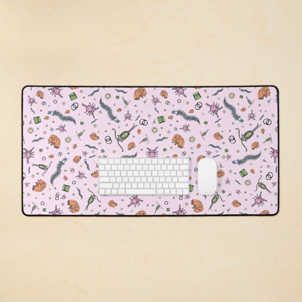 Desk Mat Microscopic Animals In Large Gaming Mouse Pad 35X16 Inch Pink 7802738359732