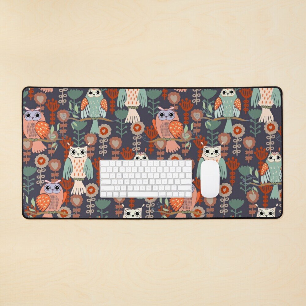 Desk Mat Owl Sitting On The Branches Large Gaming Mouse Pad 35X16 Inch 7802738397550