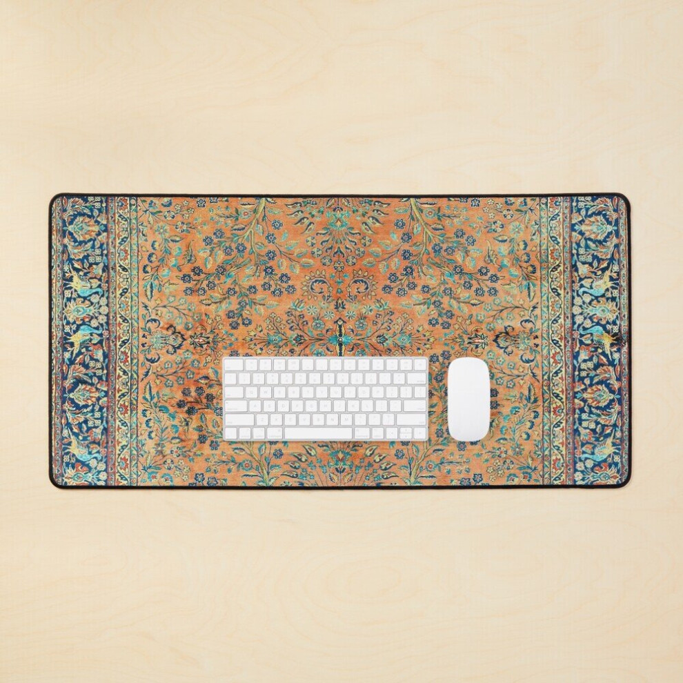 Desk Mat Manchester Kashan Floral Persian Carpet Print Large Gaming Mouse Pad 35X16 Inch 7802738355079