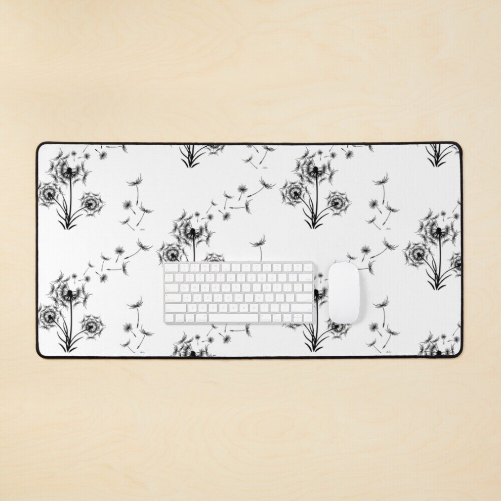 Desk Mat Dandelion ( Black) Large Gaming Mouse Pad 35X16 Inch White/Black 7802738408645