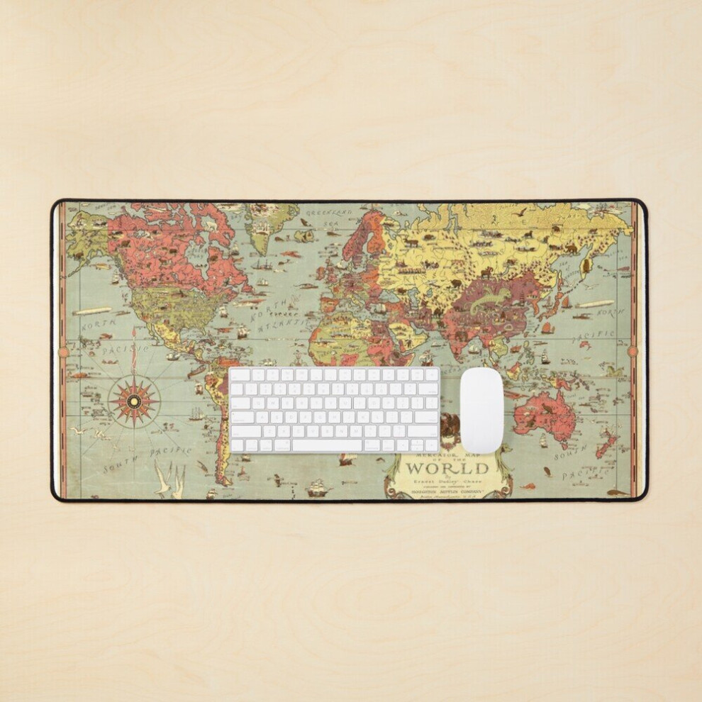 Desk Mat Vintage World Map Large Gaming Mouse Pad 35X16 Inch 7802738320121