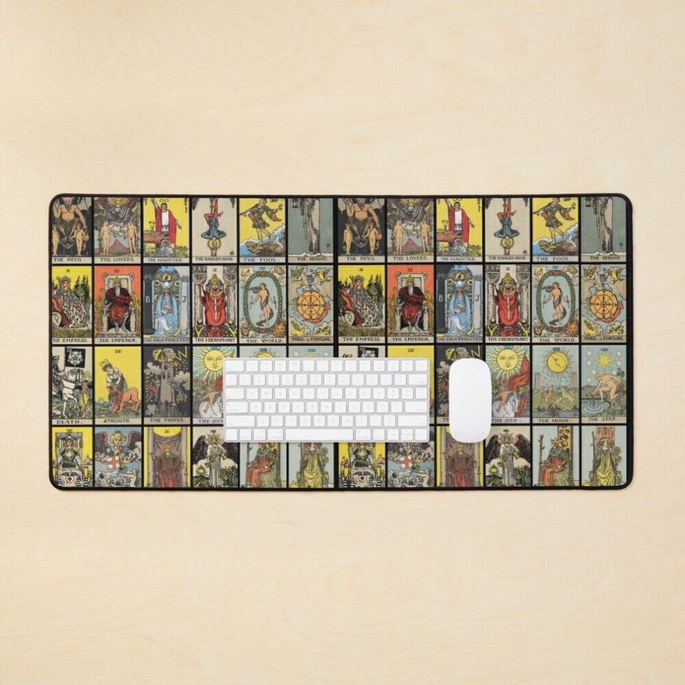 Desk Mat The Major Arcana Of Tarot Vintage Cards Large Gaming Mouse Pad 35X16 Inch 7802738356090