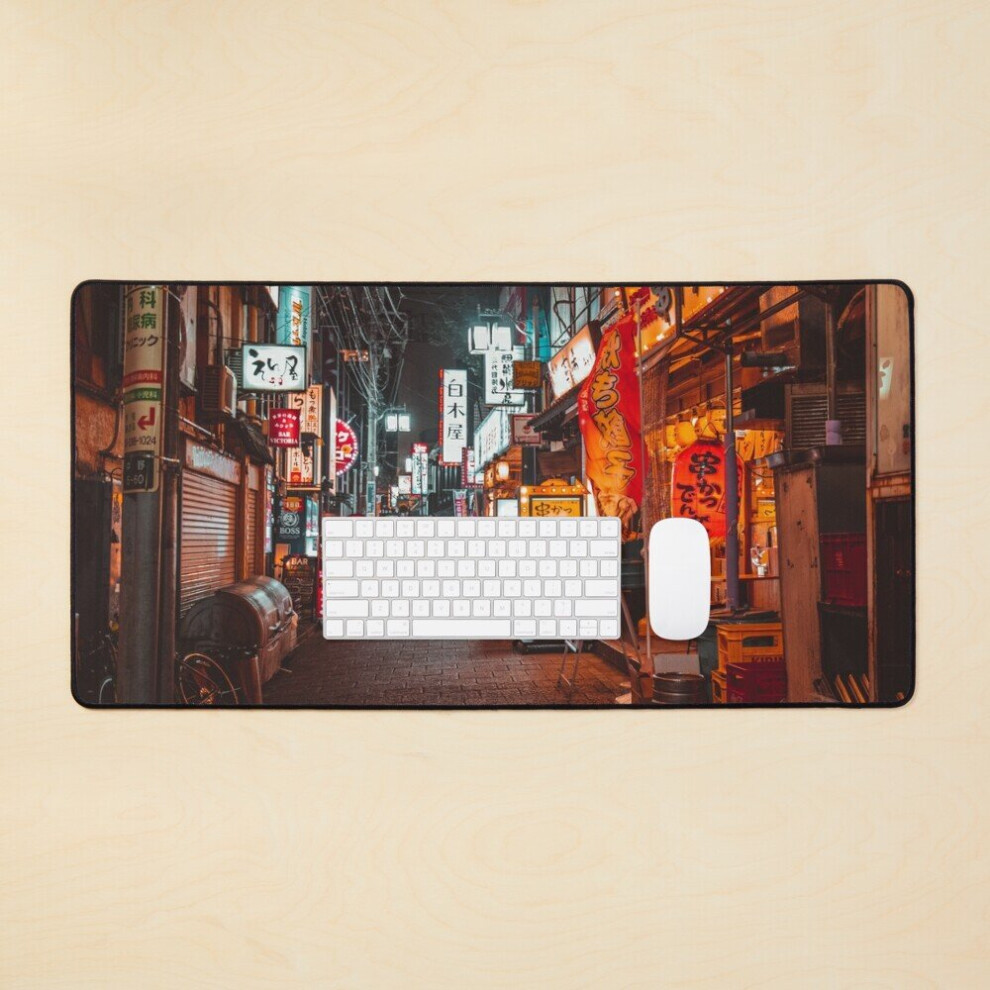 Desk Mat Warmth Of Neon Tokyo Signs Large Gaming Mouse Pad 35X16 Inch 7802738315134