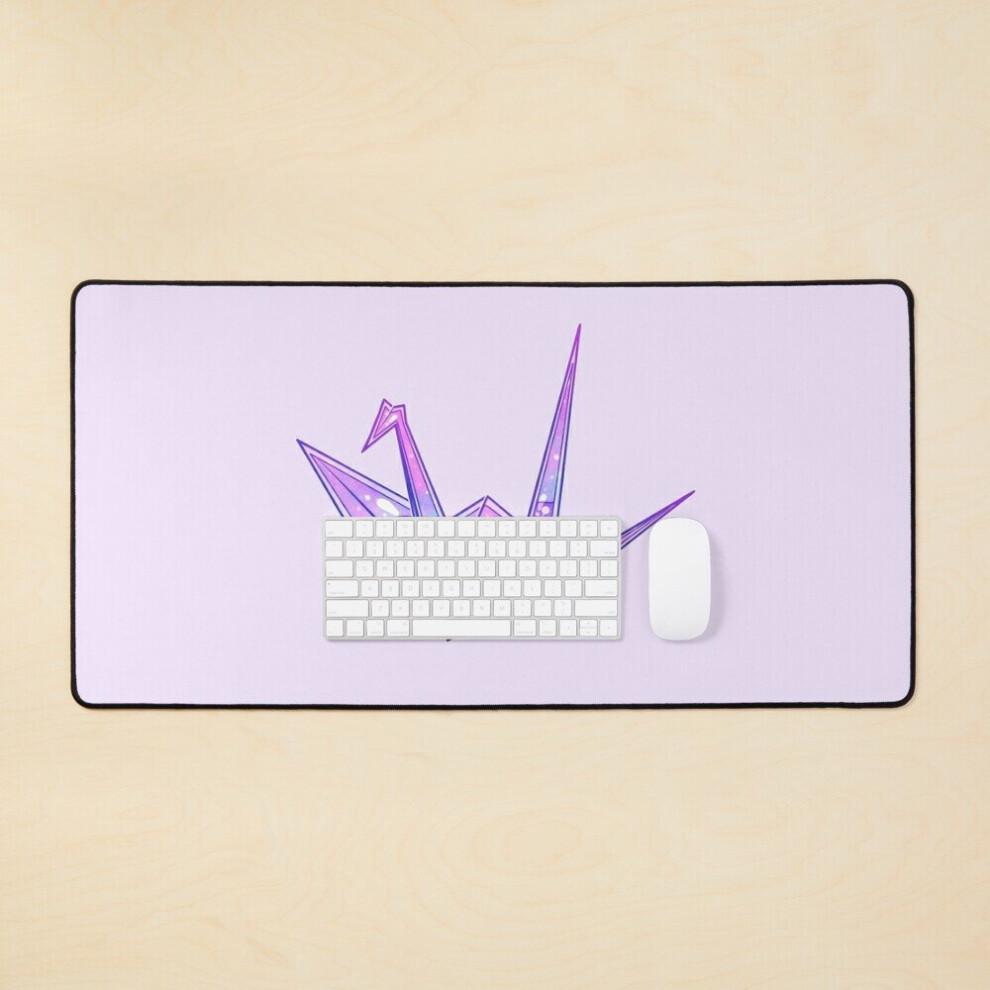 Desk Mat Glass Origami Crane Large Gaming Mouse Pad 35X16 Inch 7802738337365