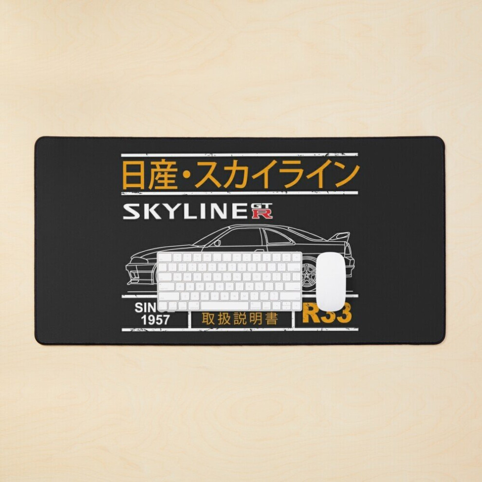 Desk Mat Blueprint Of The Skyline R33 Large Gaming Mouse Pad 35X16 Inch 7802738317183