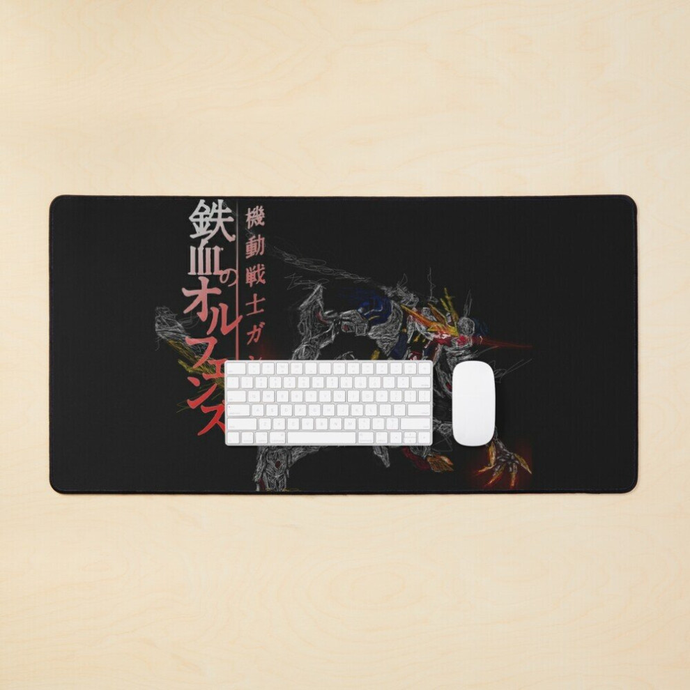 Desk Mat Gundam Barbatos Lupus Rex Scribble Large Gaming Mouse Pad 35X16 Inch 7802738345605