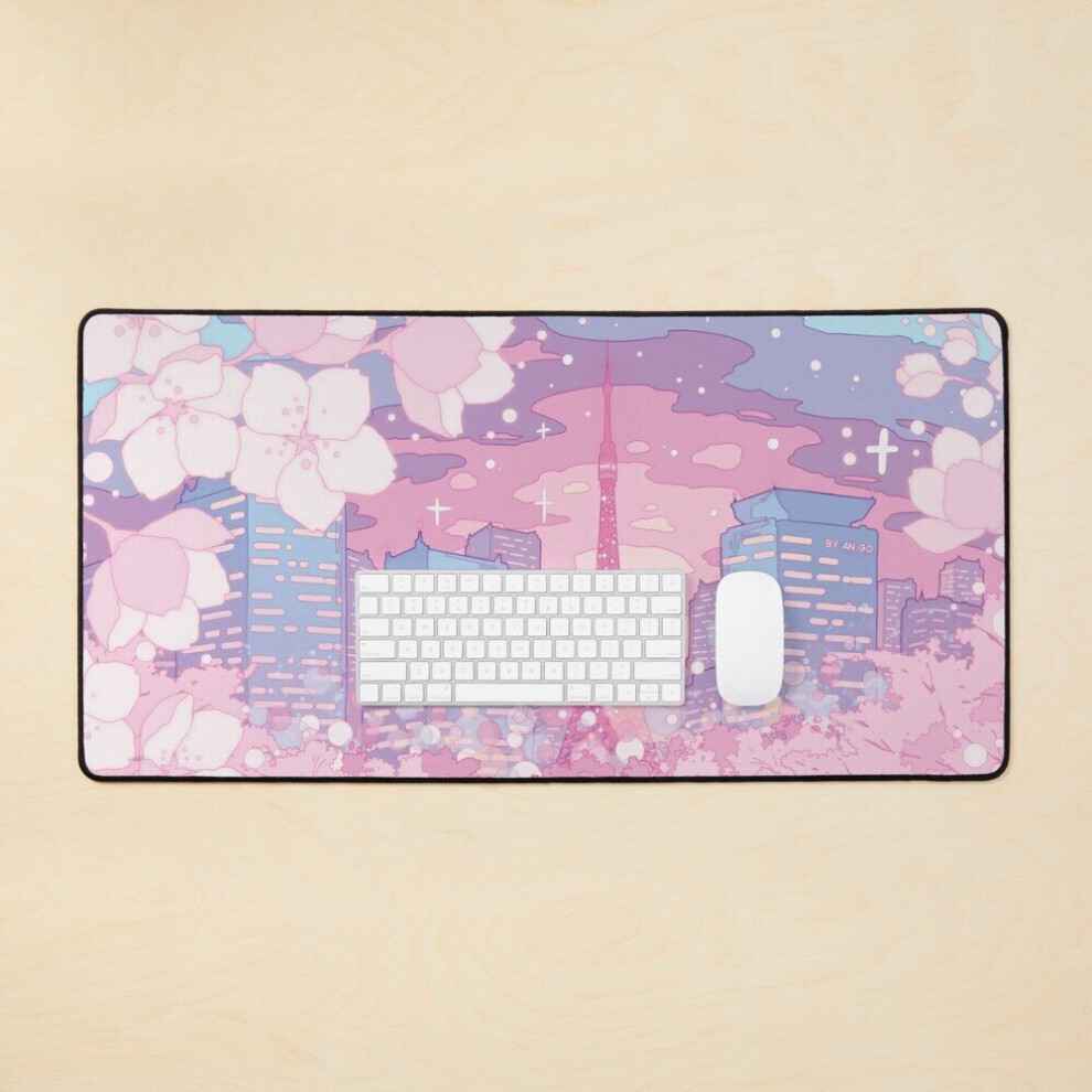 Desk Mat The Evening Tokyo Lake View (Pastel Colors) Large Gaming Mouse Pad 35X16 Inch 7802738317213