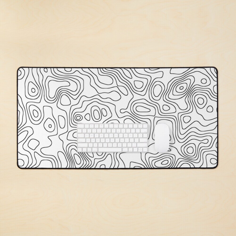 Desk Mat Topographic Map Large Gaming Mouse Pad 35X16 Inch Black 7802738317206