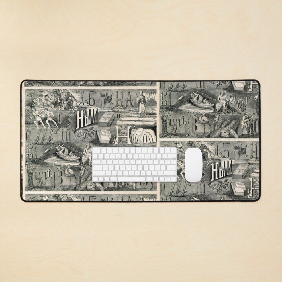 Desk Mat Rebus From Russian Spiritual Magazine Rebus Large Gaming Mouse Pad 35X16 Inch 7802738381801