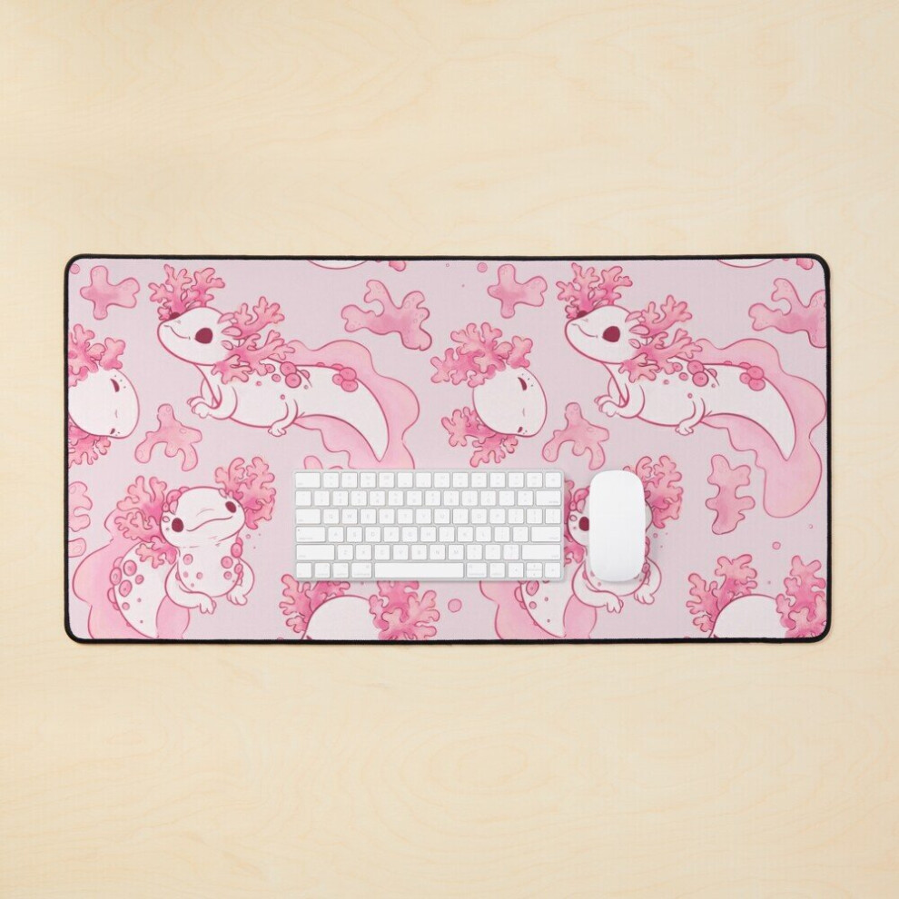Desk Mat Axolotls Large Gaming Mouse Pad 35X16 Inch Coral 7802738312256