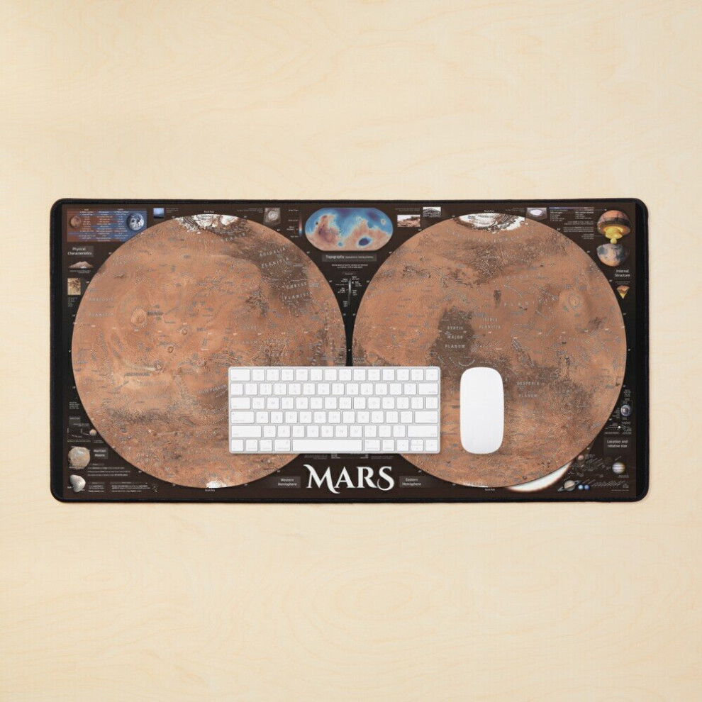 Desk Mat Map Of Mars 2022 Updated! Large Gaming Mouse Pad 35X16 Inch 7802738355109